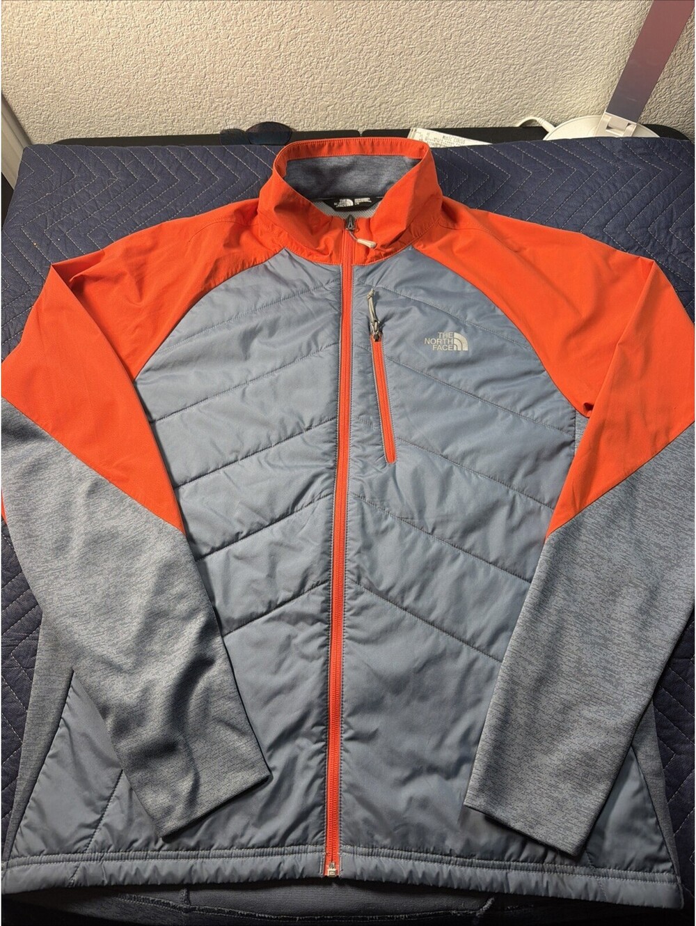 The North Face Thermal Hybrid Jacket Mens L Blue Gray Orange NF0A2SV4